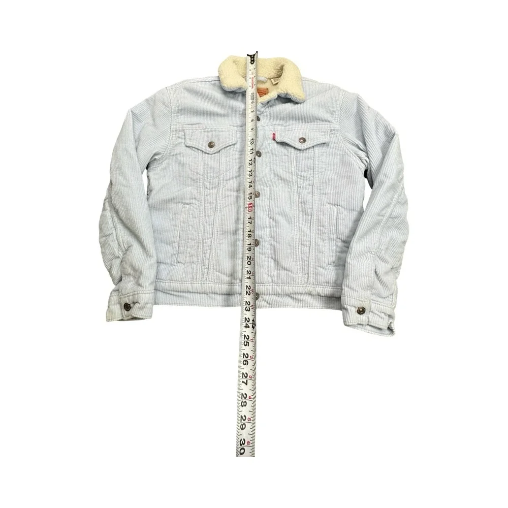 Levi's Jacket Mens S Light Blue Sherpa Lined Corduroy Trucker Jacket 36137-0047